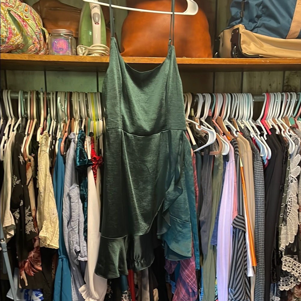 Wild Fable Dark Green Satin Dress